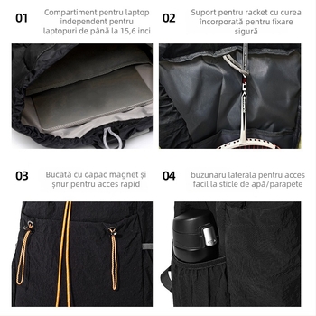 Rucsac sport Sherlock cu material impermeabil, uscare rapidă, bretea de umăr curbată, căptușeală Oxford