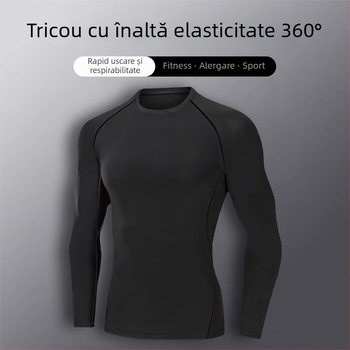 Top de antrenament cu mânecă lungă PRO pentru toamnă-iarnă, uscare rapidă, material Milk Silk, 85% poliester