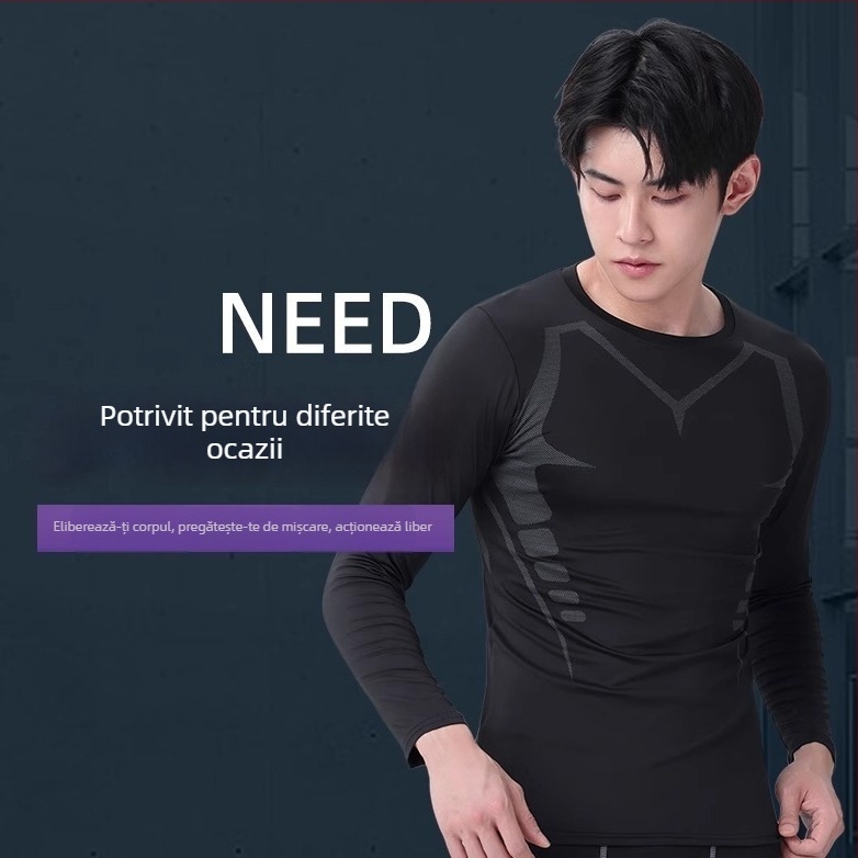 Top de antrenament cu mânecă lungă PRO pentru toamnă-iarnă, uscare rapidă, material Milk Silk, 85% poliester