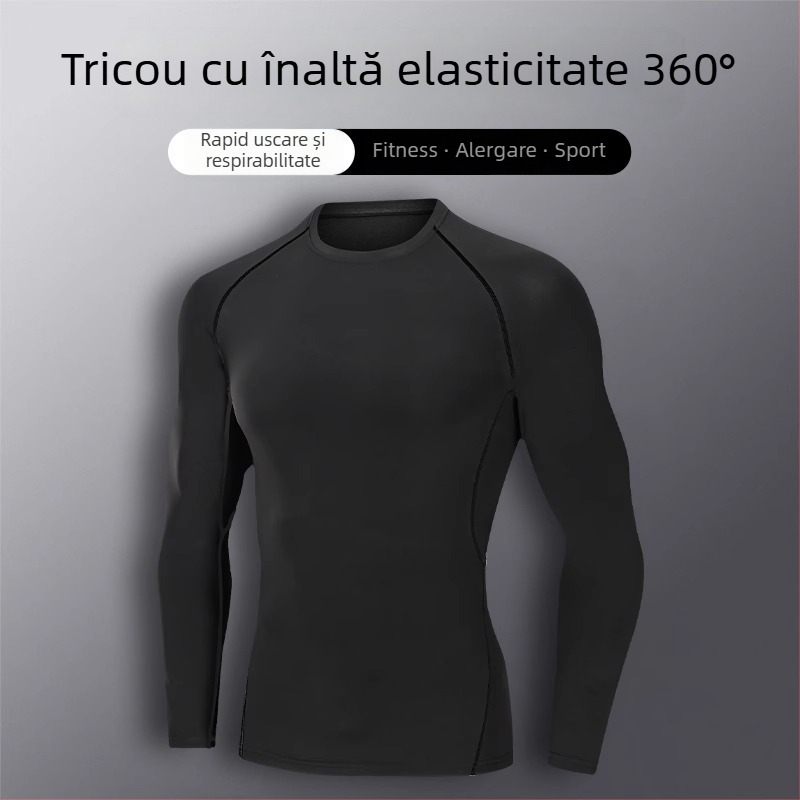 Top de antrenament cu mânecă lungă PRO pentru toamnă-iarnă, uscare rapidă, material Milk Silk, 85% poliester