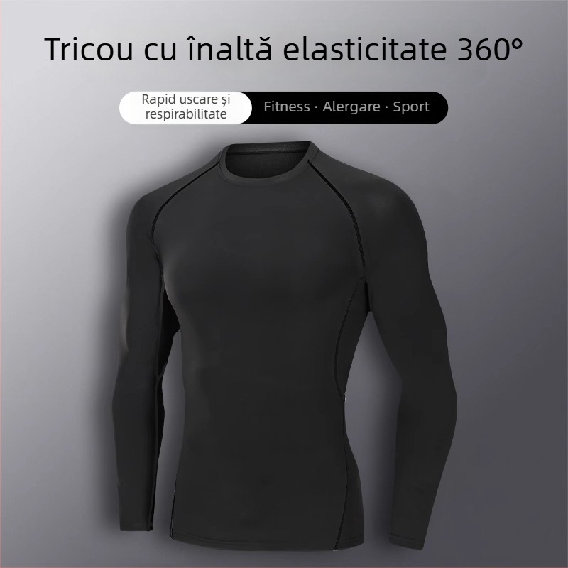 Top de antrenament cu mânecă lungă PRO pentru toamnă-iarnă, uscare rapidă, material Milk Silk, 85% poliester