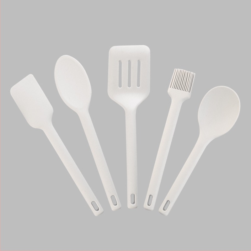 Kit silicon bucătărie: lingură-spatulă din silicon – antiadeziv, rezistent la temperaturi înalte, anti-alunecare, protecție împotriva arsurilor; mâner cu corp din silicon și nucleu din nailon