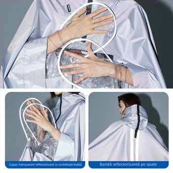 Poncho de ploaie pentru motocicletă electrică, din țesătură Oxford – corp întreg, reflectorizant, strat impermeabil cu adeziv PVC, logo personalizabil
