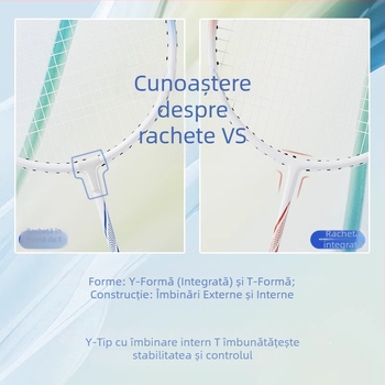 Set rachete badminton – ramă din aliaj de fier, șiruri din nailon, lovire directă, set pentru simplu și dublu, pentru începători