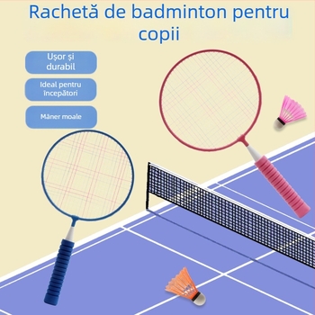 Set de badminton pentru copii, rachete duble, cadru din aliaj de fier, greutate 95-100 g, lovire laterală, potrivit pentru tenis de masă și badminton