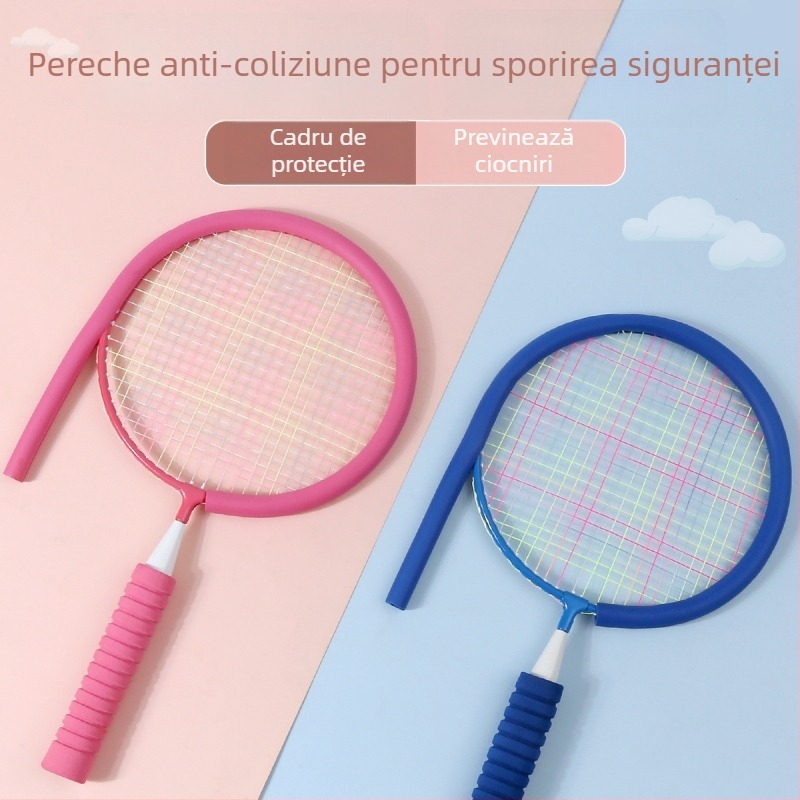 Set de badminton pentru copii, rachete duble, cadru din aliaj de fier, greutate 95-100 g, lovire laterală, potrivit pentru tenis de masă și badminton