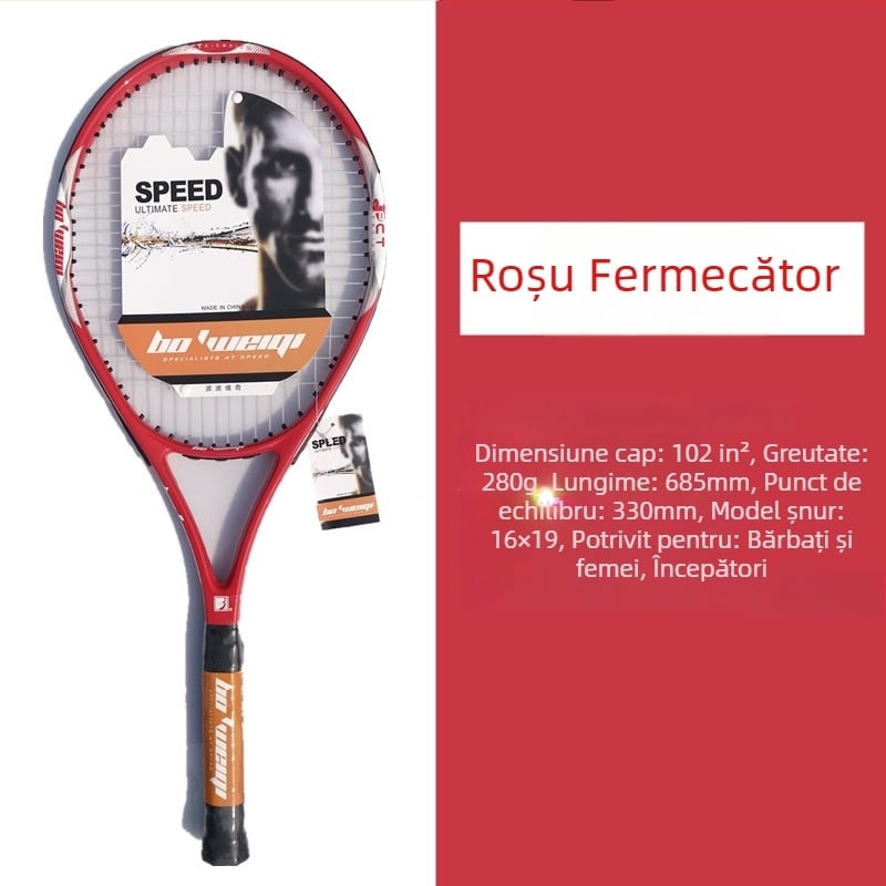 Bo'weiqi rachetă de tenis — cadru din aliaj de aluminiu, șnururi din fibre de mătase, logo imprimat