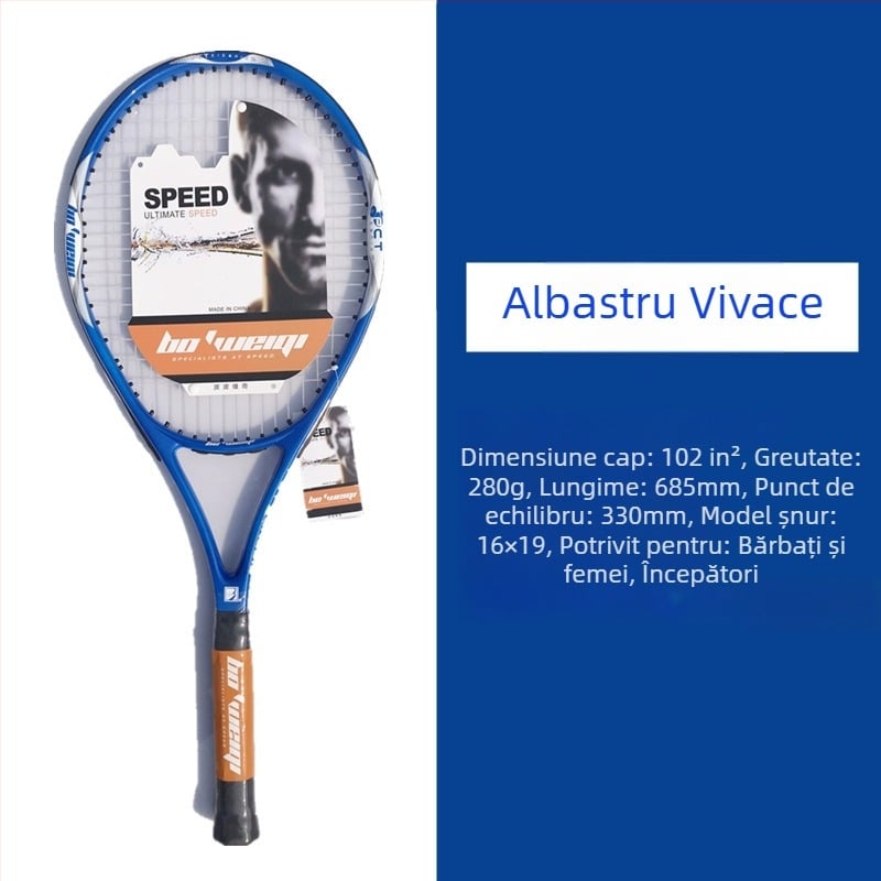 Bo'weiqi rachetă de tenis — cadru din aliaj de aluminiu, șnururi din fibre de mătase, logo imprimat