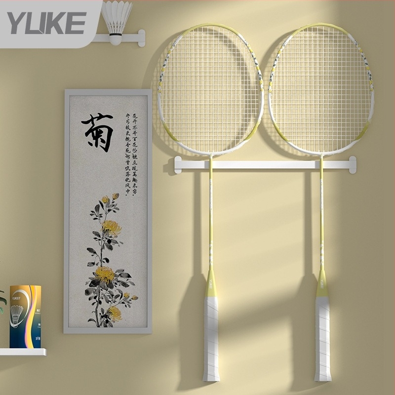 Rachetă badminton Yuke, ramă din fibră de carbon, șnururi din nylon, 6 buc., 95–100 g, rigidă, lovire directă, pentru adolescenți