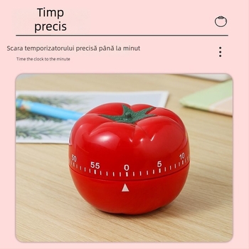 Cronometru Pomodoro: alimentare mecanică, mișcare mecanică, afișaj pe o parte, carcasă din plastic, funcție decorativă