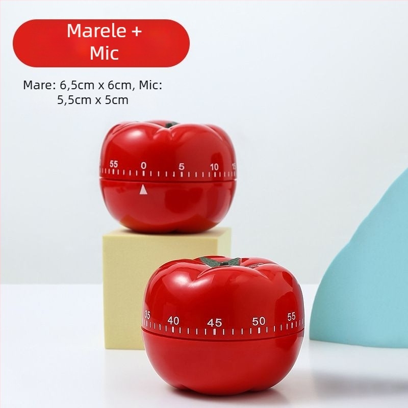 Cronometru Pomodoro: alimentare mecanică, mișcare mecanică, afișaj pe o parte, carcasă din plastic, funcție decorativă