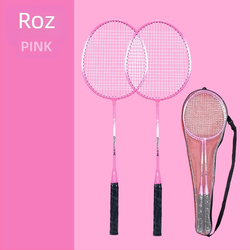 Raquetă de badminton pentru începători cu atac și apărare integrate, pentru adulți, set de 2 bucăți, greutate 95–100 g, mâner G3, tijă rigidă, cadru din feroaliaj