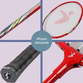 Rachetă de badminton cu cadru din aliaj de fier, corzi din nylon, personalizabilă, potrivită pentru juniori amatori, rigiditate a tijelor moderată