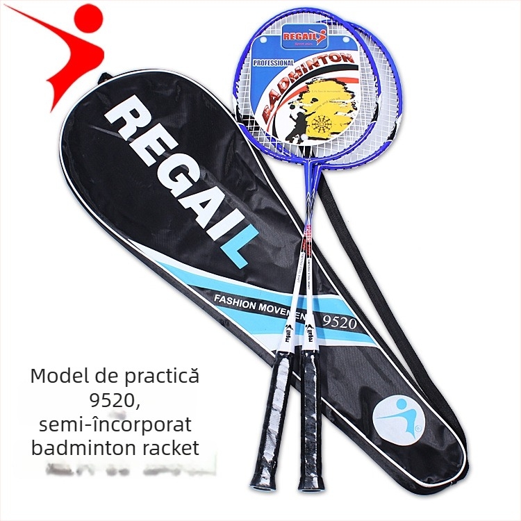 Rachetă de badminton cu cadru din aliaj de fier, corzi din nylon, personalizabilă, potrivită pentru juniori amatori, rigiditate a tijelor moderată