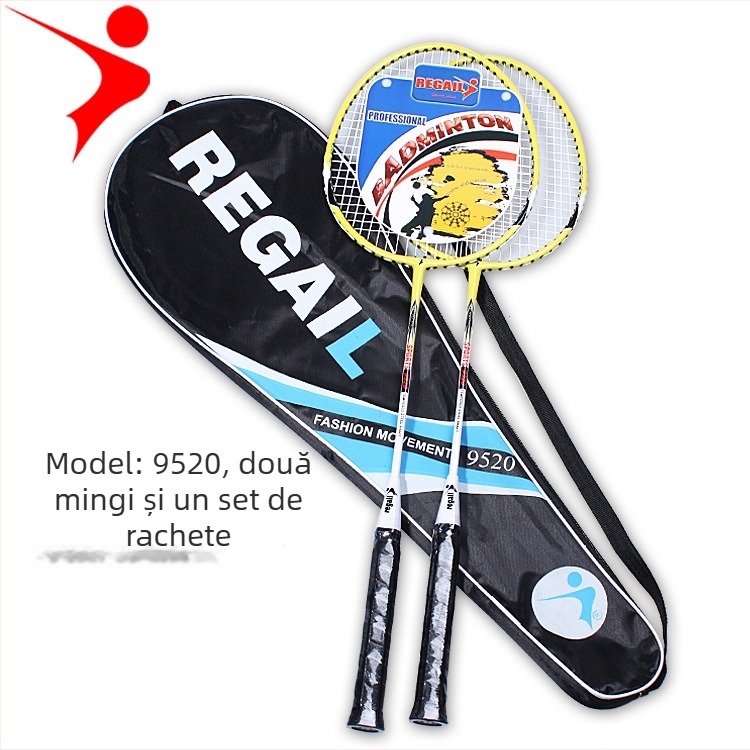 Rachetă de badminton cu cadru din aliaj de fier, corzi din nylon, personalizabilă, potrivită pentru juniori amatori, rigiditate a tijelor moderată