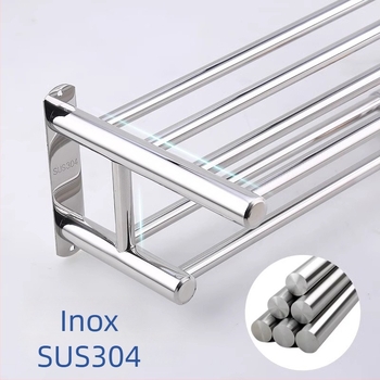 Suport pentru prosoape din oțel inoxidabil, montaj fără găuri, finisaj lucios, baie, stil modern minimalist