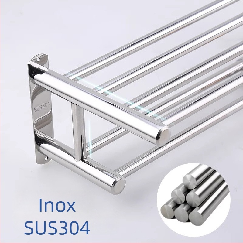 Suport pentru prosoape din oțel inoxidabil, montaj fără găuri, finisaj lucios, baie, stil modern minimalist