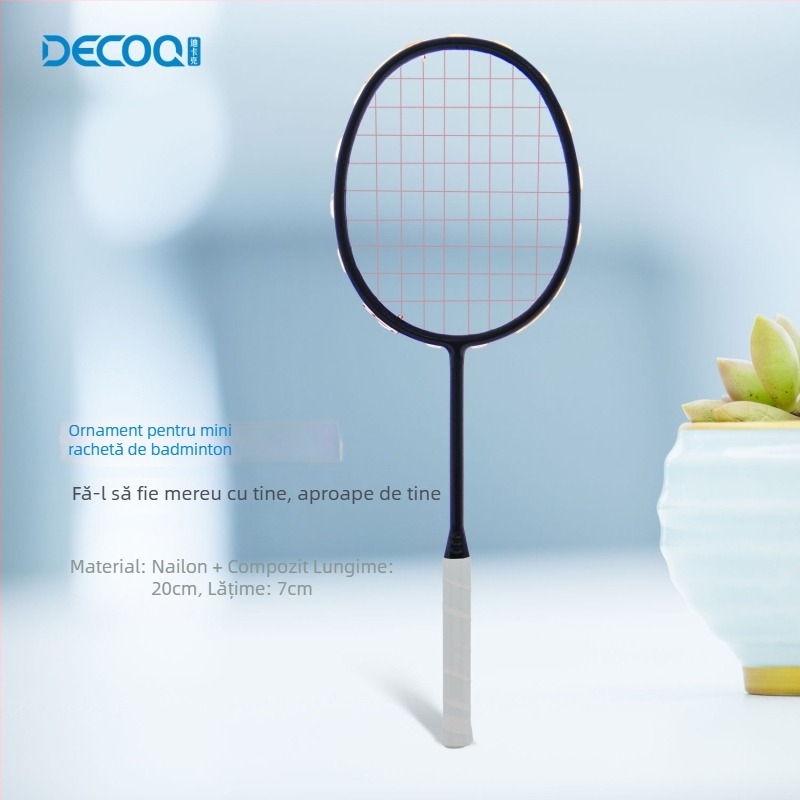 Dikak Miniatură de Rachetă Badminton — Cadru din Oțel, Mișcare Dreaptă, Pandantiv de Chei
