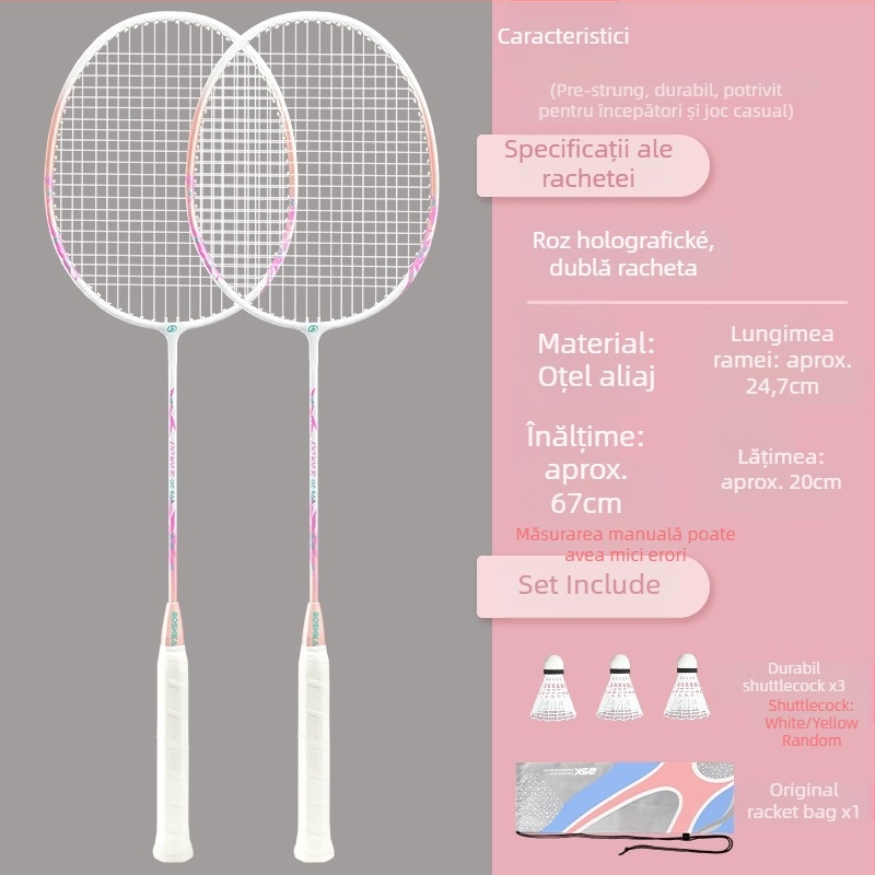 Rachetă de badminton Bushi Card — ramă din Ferroalloy, șnur nylon, pentru începători juniori, rigiditate moderată, imprimare logo disponibil