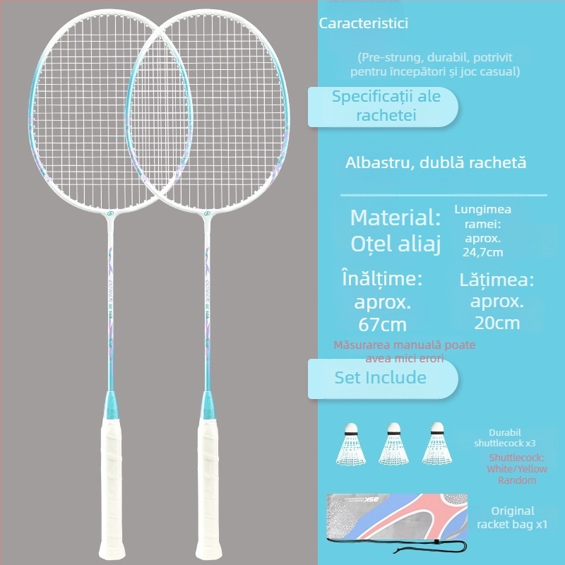 Rachetă de badminton Bushi Card — ramă din Ferroalloy, șnur nylon, pentru începători juniori, rigiditate moderată, imprimare logo disponibil