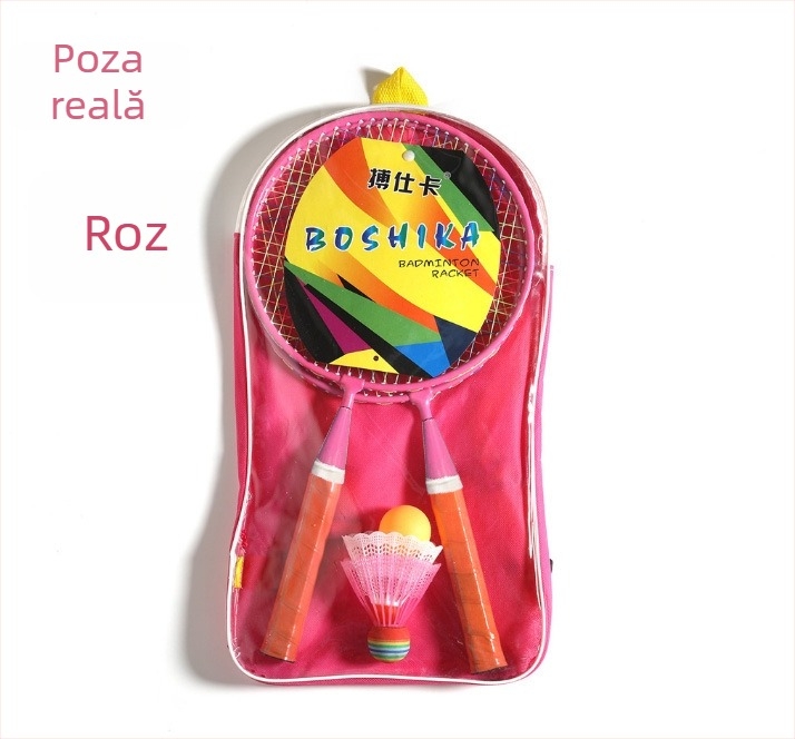 Set de rachete pentru copii de badminton, cu opțiuni de personalizare și logo imprimat; cadru din aliaj feros, șnururi din nailon, 50 perechi