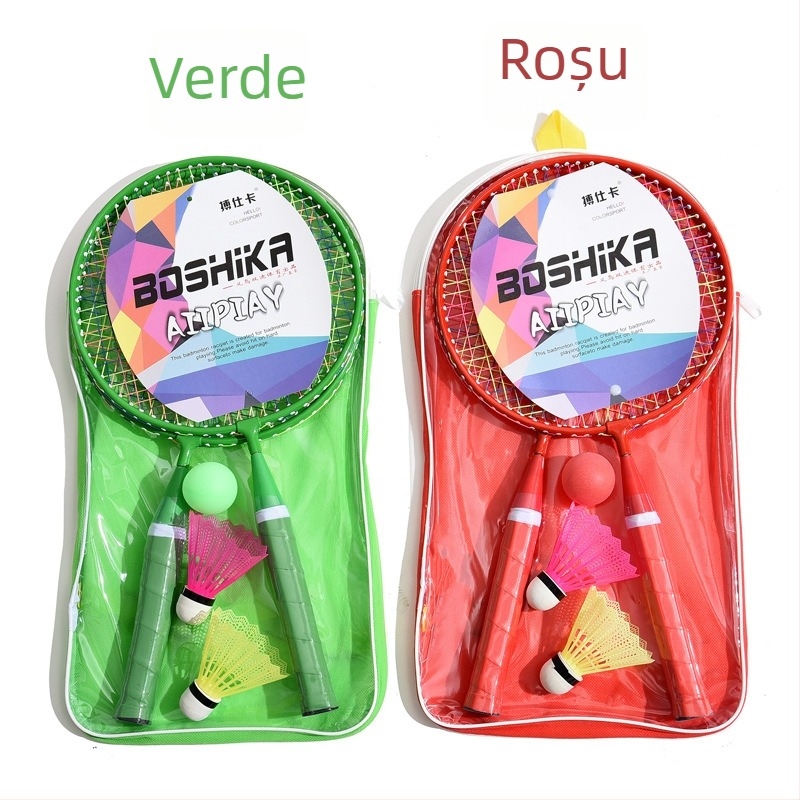 Set de rachete pentru copii de badminton, cu opțiuni de personalizare și logo imprimat; cadru din aliaj feros, șnururi din nailon, 50 perechi