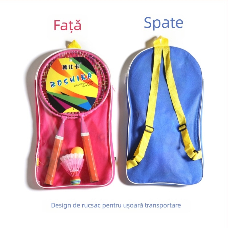 Set de rachete pentru copii de badminton, cu opțiuni de personalizare și logo imprimat; cadru din aliaj feros, șnururi din nailon, 50 perechi