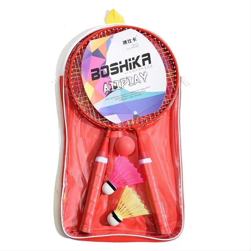 Set de rachete pentru copii de badminton, cu opțiuni de personalizare și logo imprimat; cadru din aliaj feros, șnururi din nailon, 50 perechi