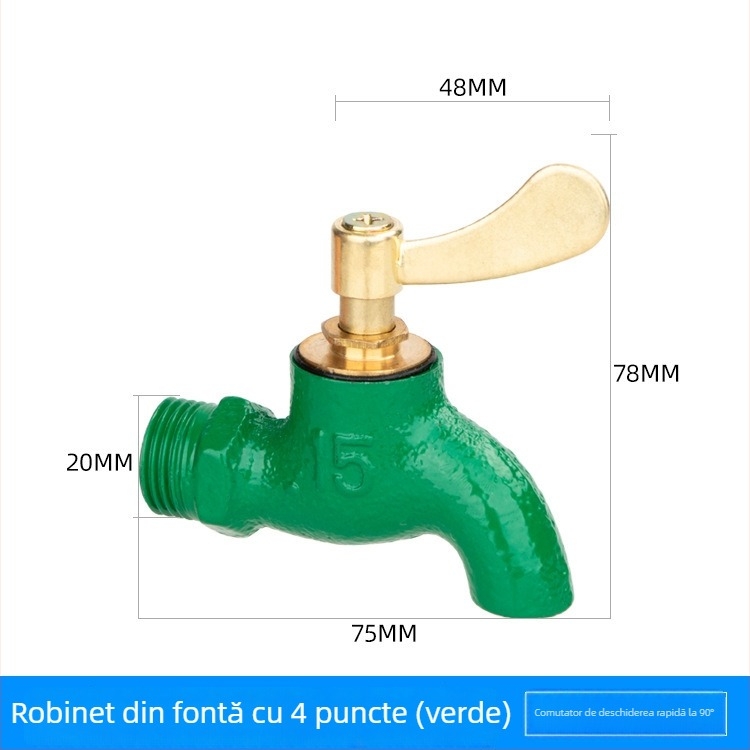 Robinet chiuvetă cu un singur debit rece, corp din fier, cartuș ceramic, montaj în perete, deschidere în spiral