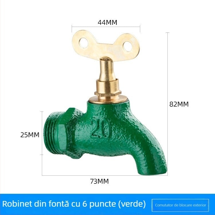 Robinet chiuvetă cu un singur debit rece, corp din fier, cartuș ceramic, montaj în perete, deschidere în spiral