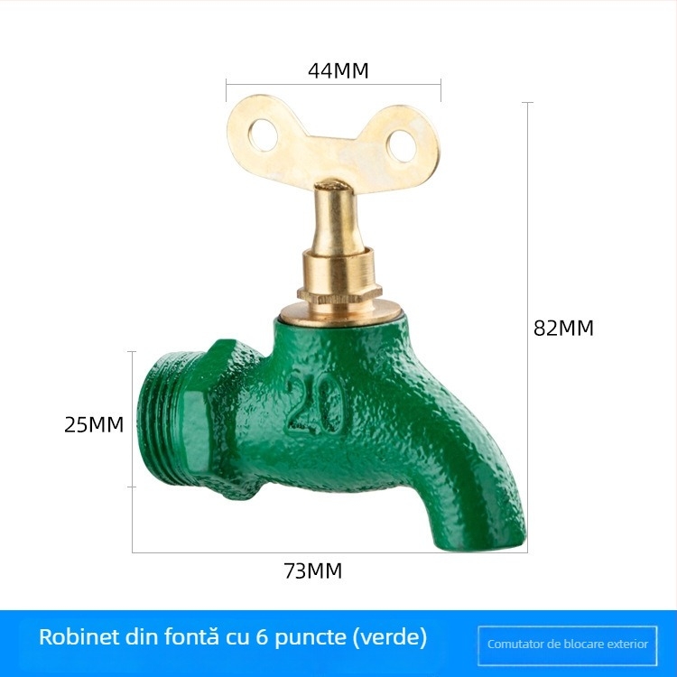 Robinet chiuvetă cu un singur debit rece, corp din fier, cartuș ceramic, montaj în perete, deschidere în spiral