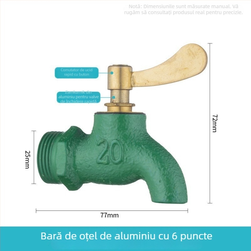 Robinet chiuvetă cu un singur debit rece, corp din fier, cartuș ceramic, montaj în perete, deschidere în spiral