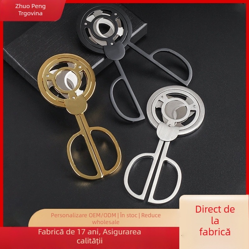 Foarfece de trabucuri, oțel inoxidabil, lame rotunde cu dublă tăiere, finisaj electroplacat, personalizabil