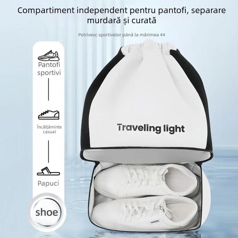 Geantă de baie unisex cu separare uscat-umed, 20–35L, poliester, căptușeală Oxford, model solid, călătorie casual