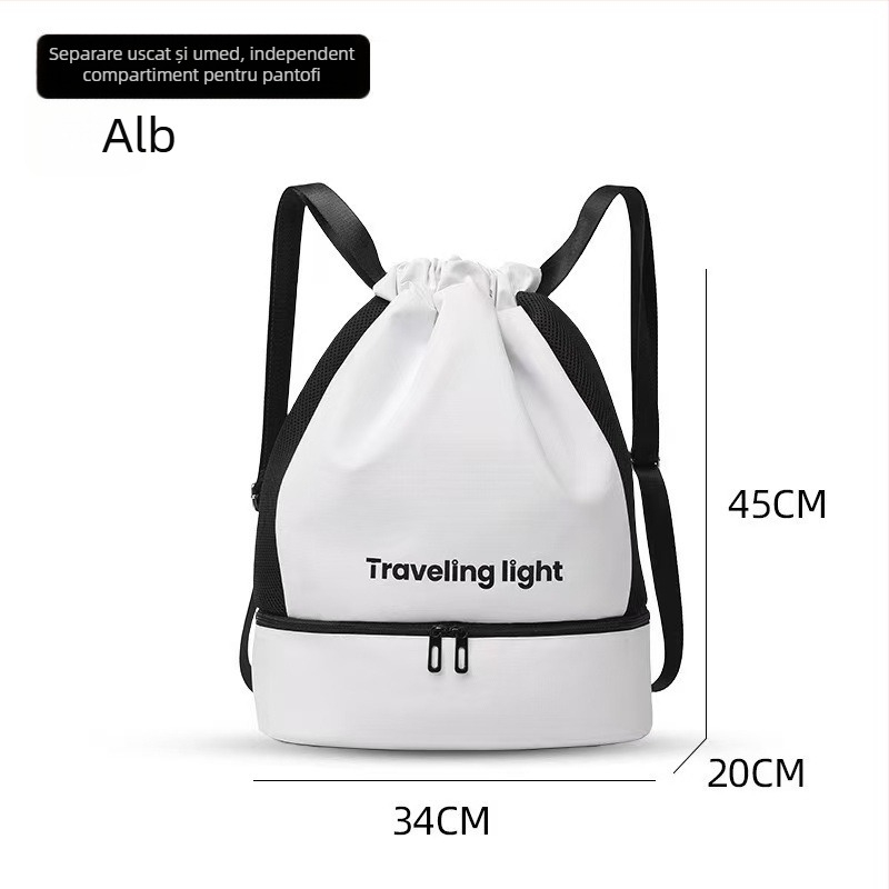 Geantă de baie unisex cu separare uscat-umed, 20–35L, poliester, căptușeală Oxford, model solid, călătorie casual