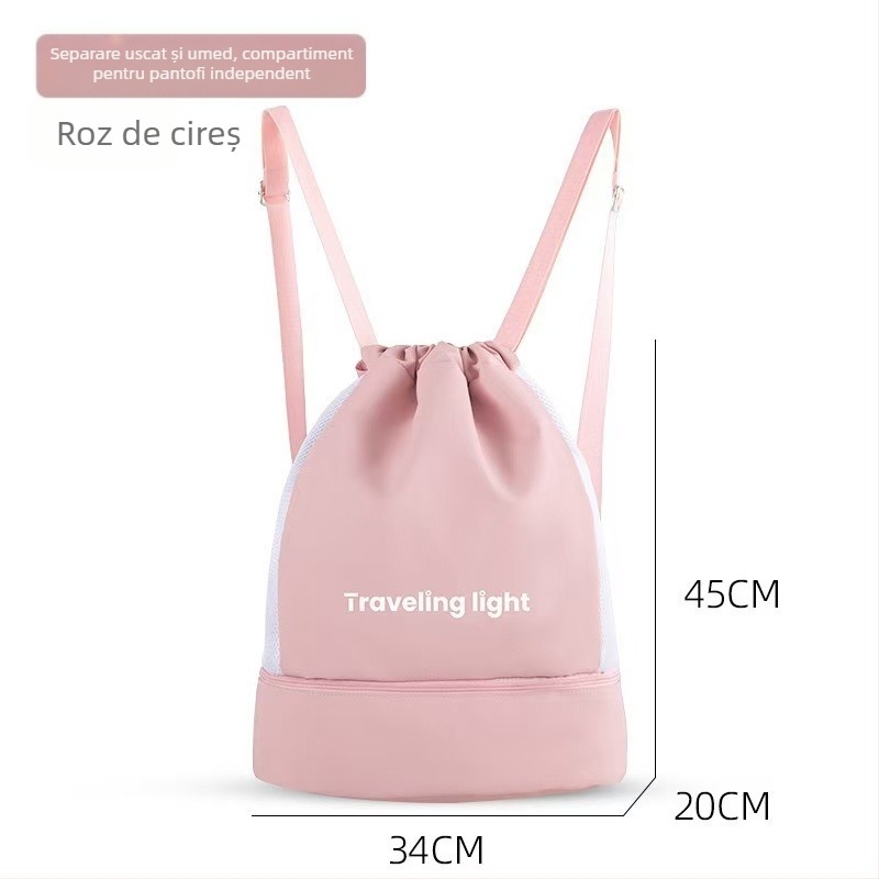 Geantă de baie unisex cu separare uscat-umed, 20–35L, poliester, căptușeală Oxford, model solid, călătorie casual