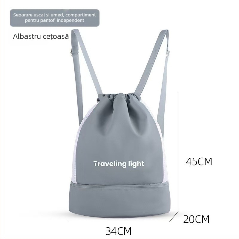 Geantă de baie unisex cu separare uscat-umed, 20–35L, poliester, căptușeală Oxford, model solid, călătorie casual