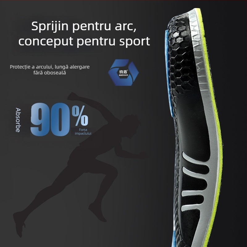 Tălpi sport din PU, elasticitate înaltă și absorbție a șocurilor, talpă ortopedică antiderapantă cu suport pentru arc, respirante, antibacteriene, controlul mirosului, absorbante ale transpirației