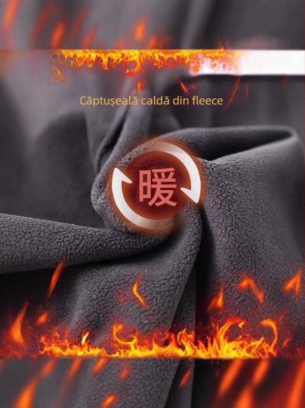 Pantaloni de iarnă pentru femei cu căptușeală din fleece, rezistenți la vânt și impermeabili, croială drept, talie înaltă, amestec poliester-elastan