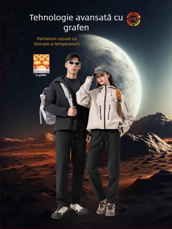 Pantaloni de iarnă pentru femei cu căptușeală din fleece, rezistenți la vânt și impermeabili, croială drept, talie înaltă, amestec poliester-elastan