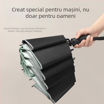 Umbrelă inversă cu 10 brațe, deschidere automată, margine reflectorizantă și bandă luminoasă, imprimare logo și personalizare