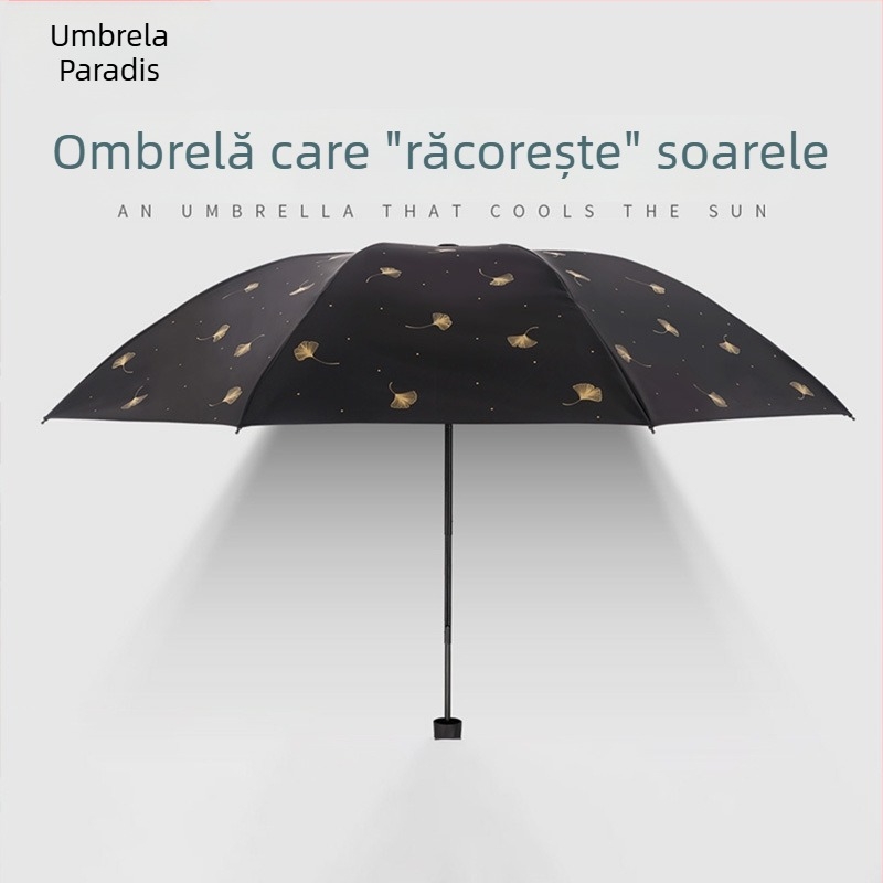 Umbrelă Paradise, trei segmente, deschidere manuală, 8 brațe din oțel, țesătură poliester 190T, UPF 50+, imprimare logo