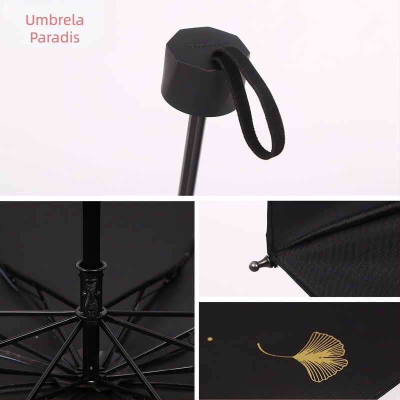 Umbrelă Paradise, trei segmente, deschidere manuală, 8 brațe din oțel, țesătură poliester 190T, UPF 50+, imprimare logo