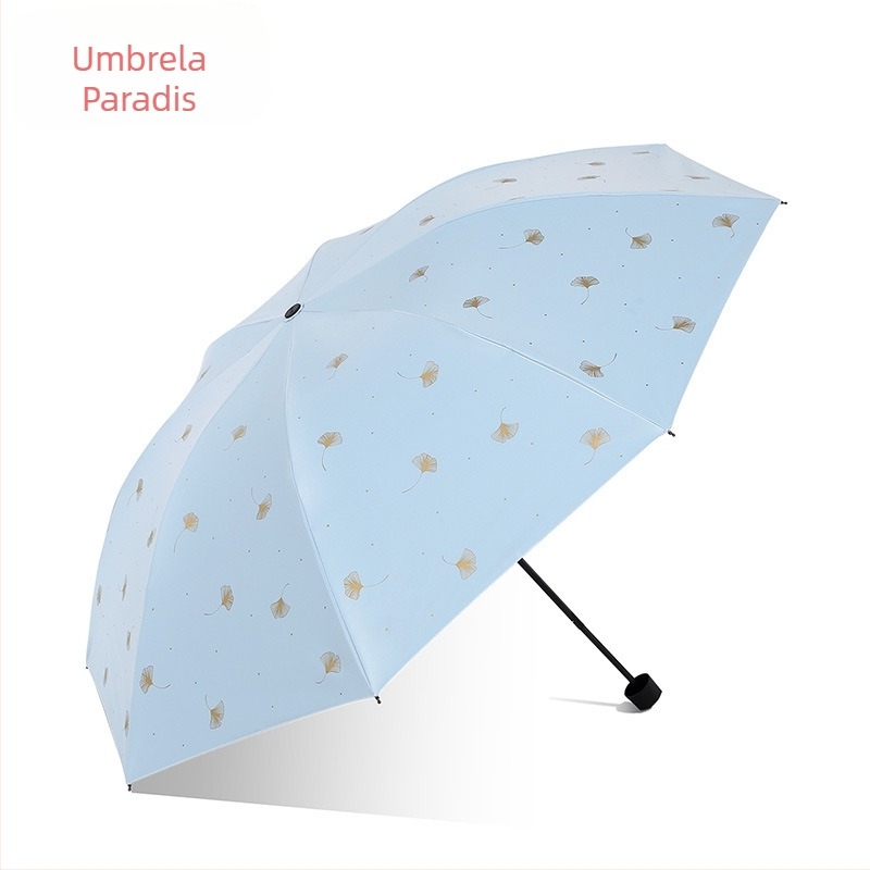 Umbrelă Paradise, trei segmente, deschidere manuală, 8 brațe din oțel, țesătură poliester 190T, UPF 50+, imprimare logo