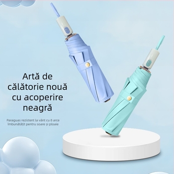 Umbrelă automată anti-vânt pentru soare și ploaie, UPF>50, țesătură 210T, schelet cu 8 spițe, pliabil