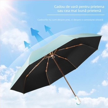 Umbrelă automată anti-vânt pentru soare și ploaie, UPF>50, țesătură 210T, schelet cu 8 spițe, pliabil