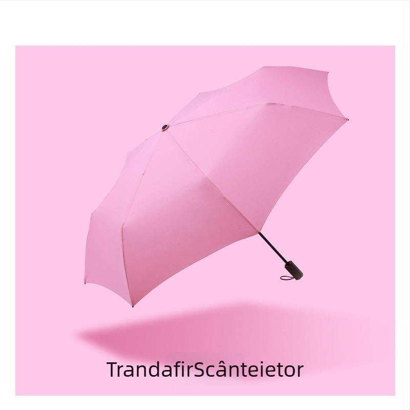Umbrelă UV transparentă pliabilă în trei segmente, UPF >50, material poliester 260T, 7 brațe, deschidere manuală