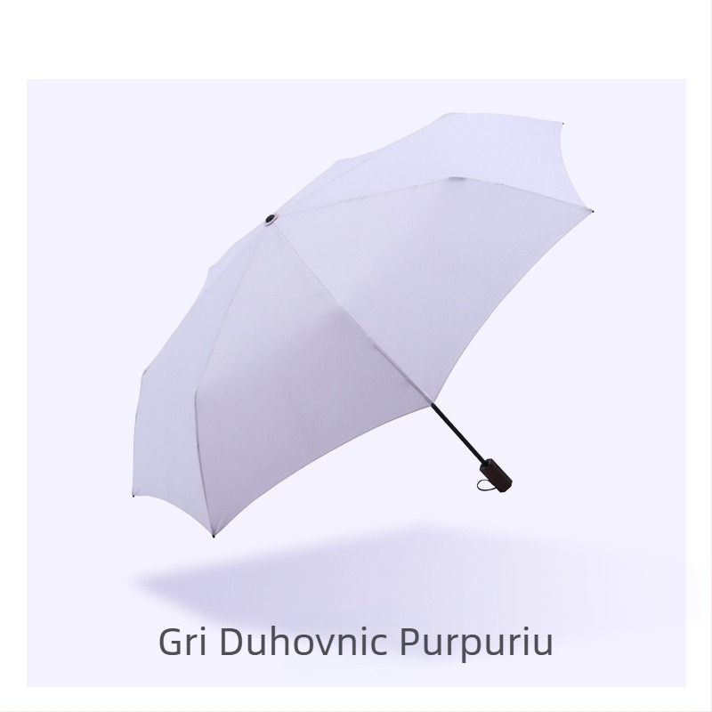 Umbrelă UV transparentă pliabilă în trei segmente, UPF >50, material poliester 260T, 7 brațe, deschidere manuală