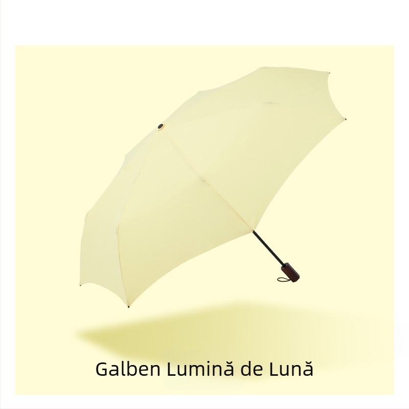 Umbrelă UV transparentă pliabilă în trei segmente, UPF >50, material poliester 260T, 7 brațe, deschidere manuală