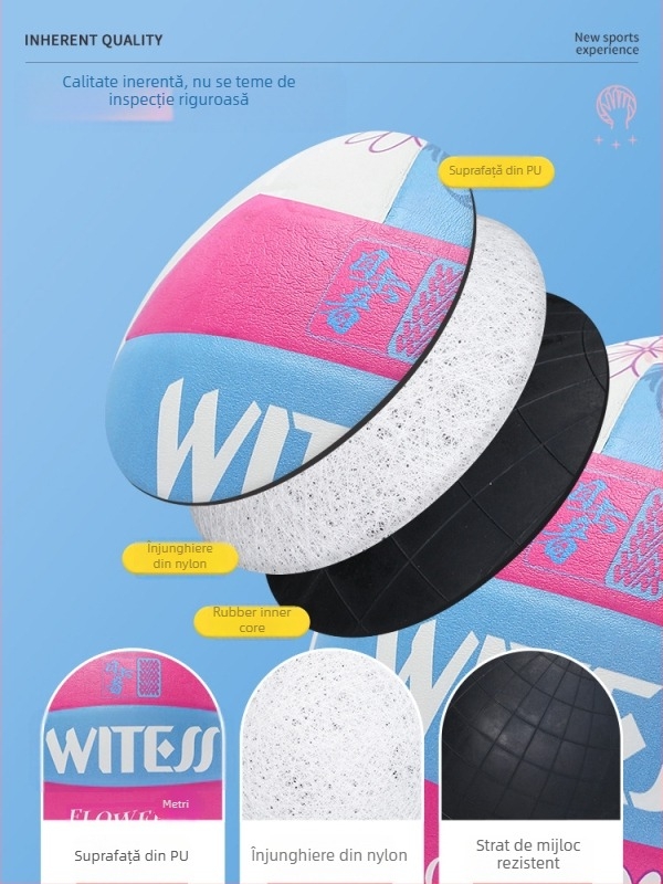 Witess minge de volei pentru antrenament în interior, material PU, cusături adezive, rezistentă la uzură, elasticitate înaltă, standard League of Nations